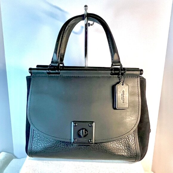 LIKE NEW! Coach Drifter Carryall Black Leather / Suede SatchelStyle 38389
